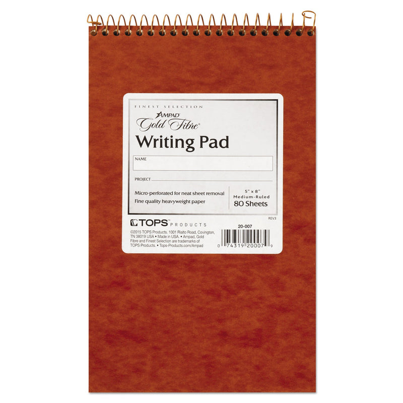 Ampad Gold Fibre Retro Wirebound Writing Pads, Medium/College Rule, Red Cover, 80 Antique Ivory 5 x 8 Sheets