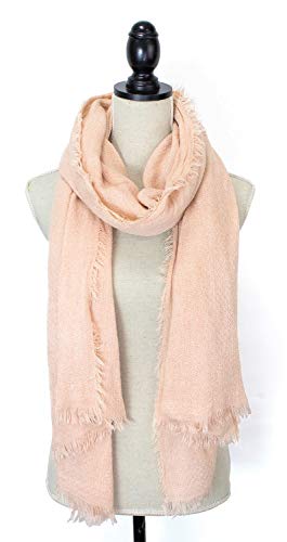 stylesilove Women Solid Color Frayed Edges Cashmere Blend Blanket Scarf Autumn Winter Soft Woven Wrap Shawl