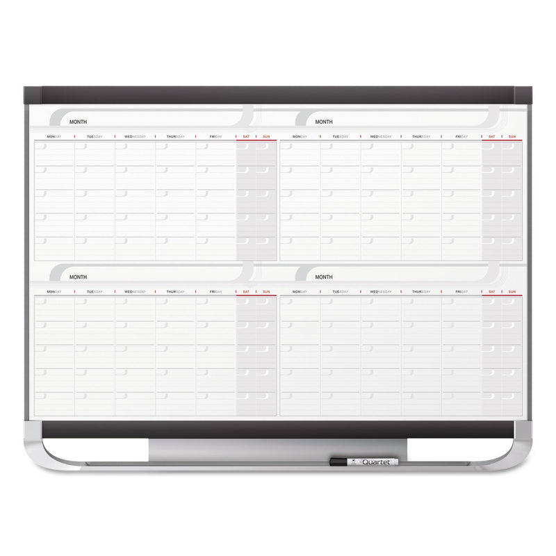 Quartet Prestige 2 Magnetic Total Erase 4-Month Calendar, 48 x 36, Graphite Color Frame