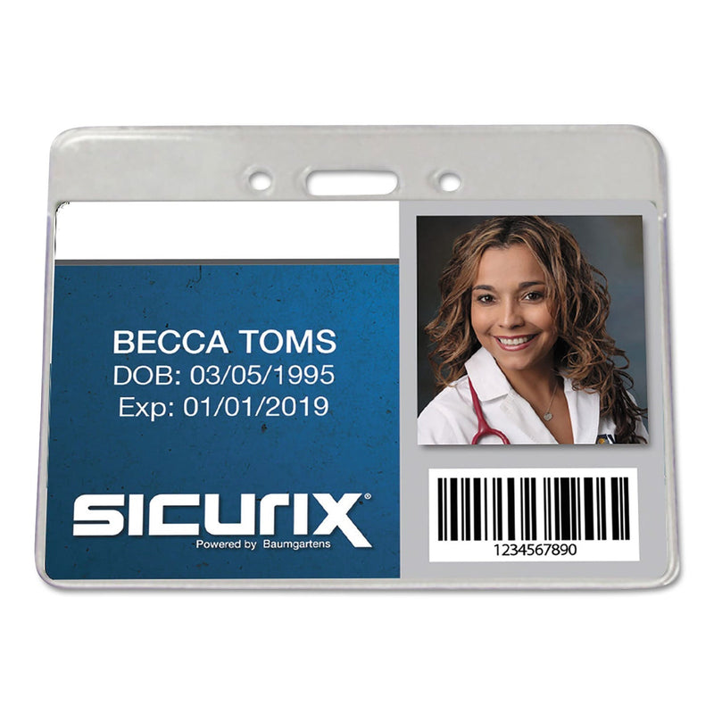 SICURIX Sicurix Proximity Badge Holder, Horizontal, 4w x 3h, Clear, 50/Pack