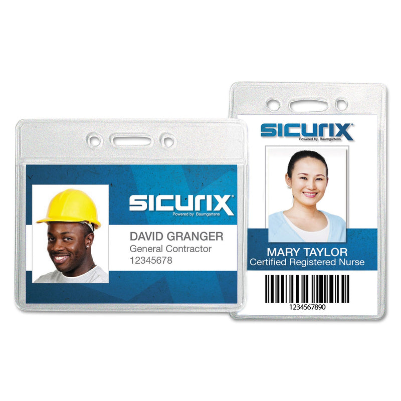 SICURIX Sicurix Proximity Badge Holder, Horizontal, 4w x 3h, Clear, 50/Pack
