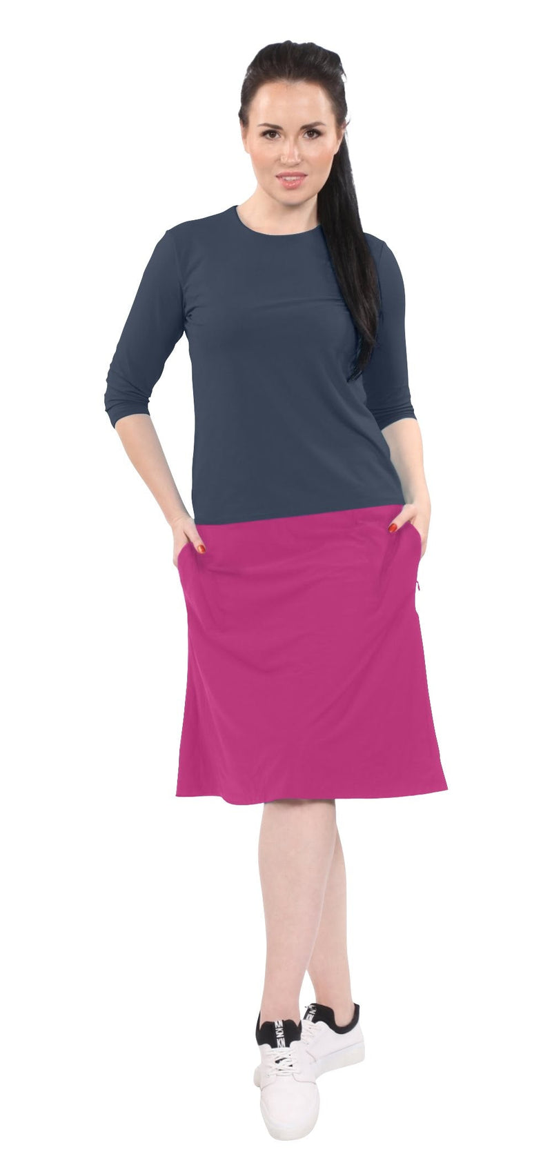 Modest A-Line Athletic Skort with Knee-Length Shorts - Swim & Sport Ready