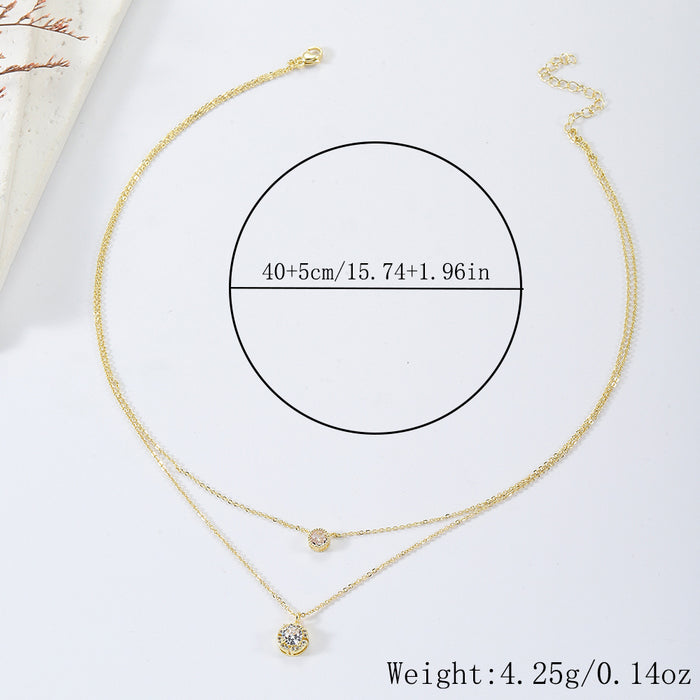 Sparkling Three-dimensional Zircon Pendant Necklace, Women's Exquisite Double-layer Collarbone Chain Jewelry Gift, Suitable For Engagement, Party, Holiday Gifts