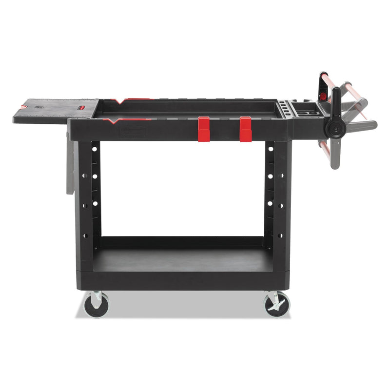 Rubbermaid Heavy Duty Adaptable Utility Cart, Plastic, 2 Shelves, 500 lb Capacity, 25.2" x 51.5" x 36", Black