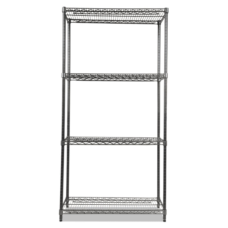 Alera Wire Shelving Starter Kit, Four-Shelf, 36w x 18d x 72h, Black Anthracite