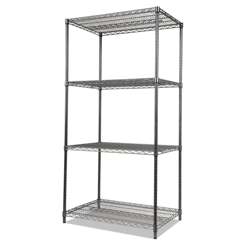 Alera Wire Shelving Starter Kit, Four-Shelf, 36w x 18d x 72h, Black Anthracite