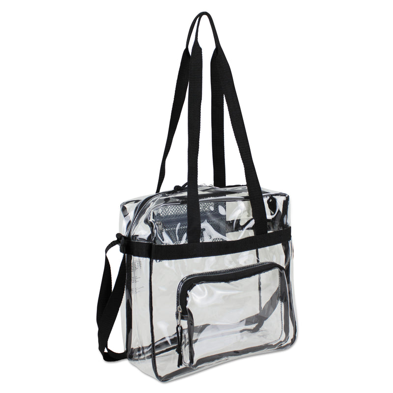 Eastsport Clear Stadium Approved Tote, PVC, 12 x 5 x 12, Black/Clear