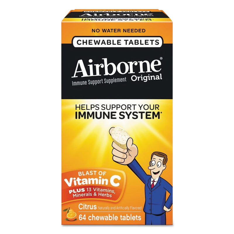 Airborne Immune Support Chewable Tablet, Citrus, 64 Count