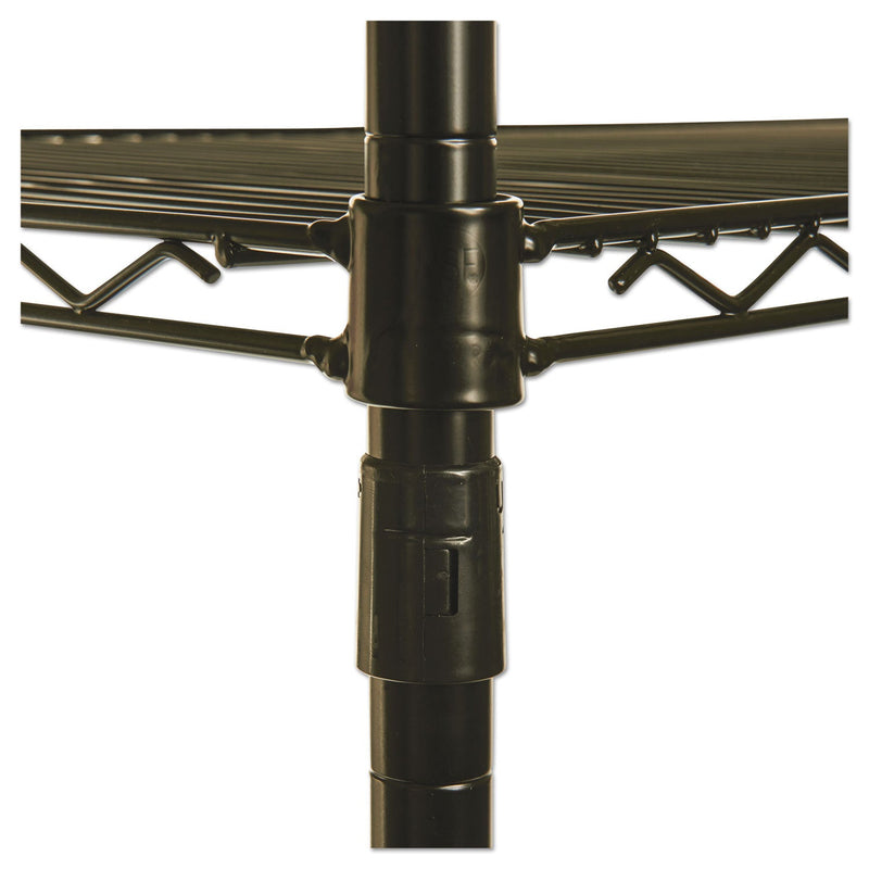 Alera NSF Certified Industrial Four-Shelf Wire Shelving Kit, 48w x 24d x 72h, Black