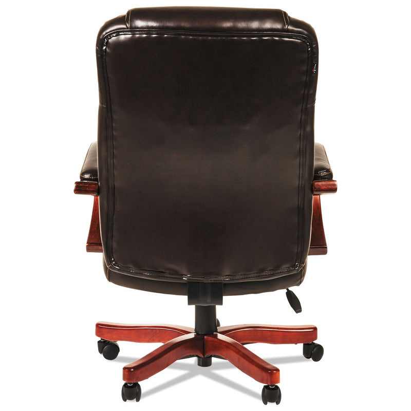 Alera Transitional Series Executive Wood Chair, Up to 275 lb, Chocolate Marble Bonded Leather Seat/Back, Walnut Wood Base