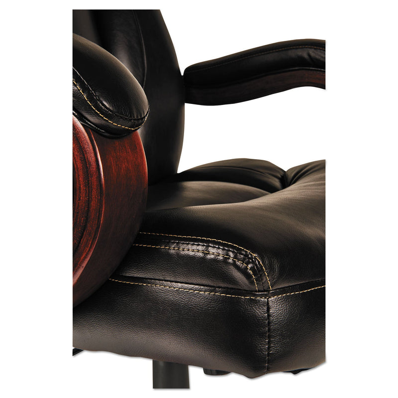 Alera Transitional Series Executive Wood Chair, Up to 275 lb, Chocolate Marble Bonded Leather Seat/Back, Walnut Wood Base