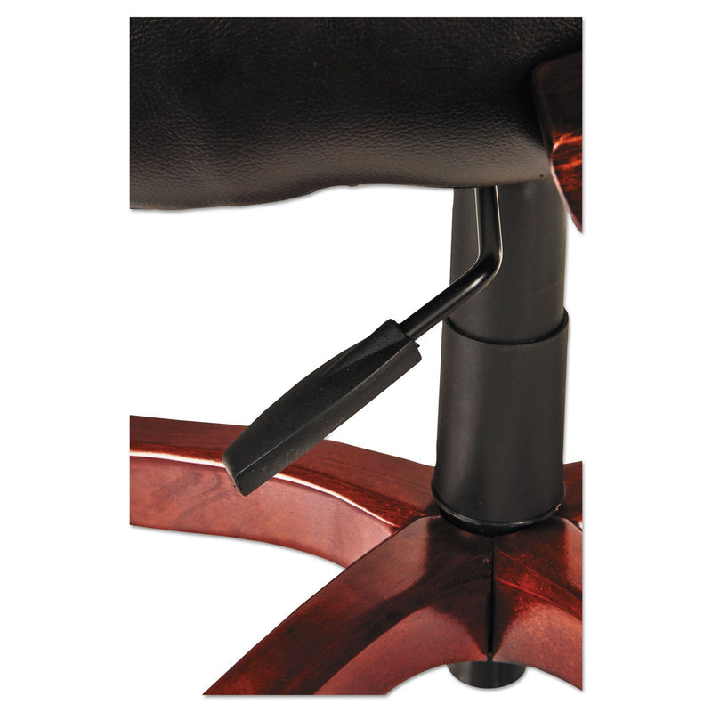 Alera Transitional Series Executive Wood Chair, Up to 275 lb, Chocolate Marble Bonded Leather Seat/Back, Walnut Wood Base