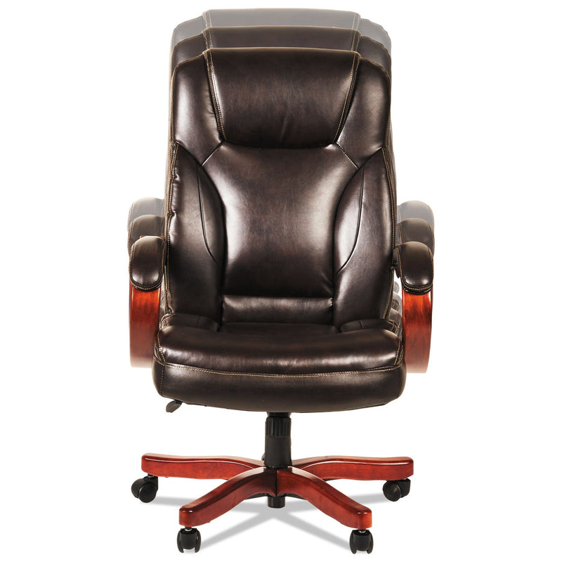 Alera Transitional Series Executive Wood Chair, Up to 275 lb, Chocolate Marble Bonded Leather Seat/Back, Walnut Wood Base