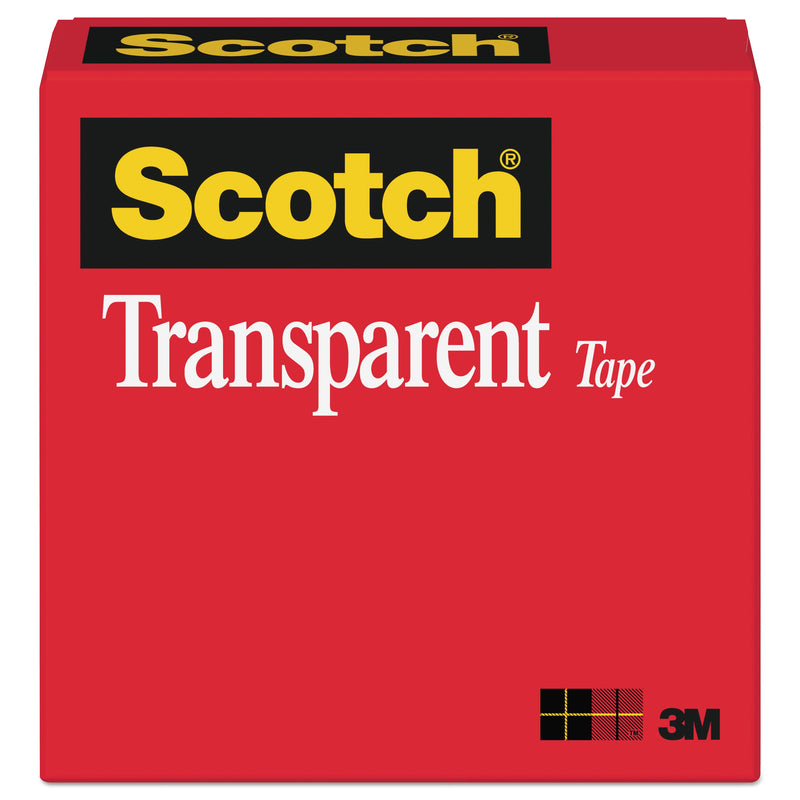 Scotch Transparent Tape, 1" Core, 0.5" x 36 yds, Transparent
