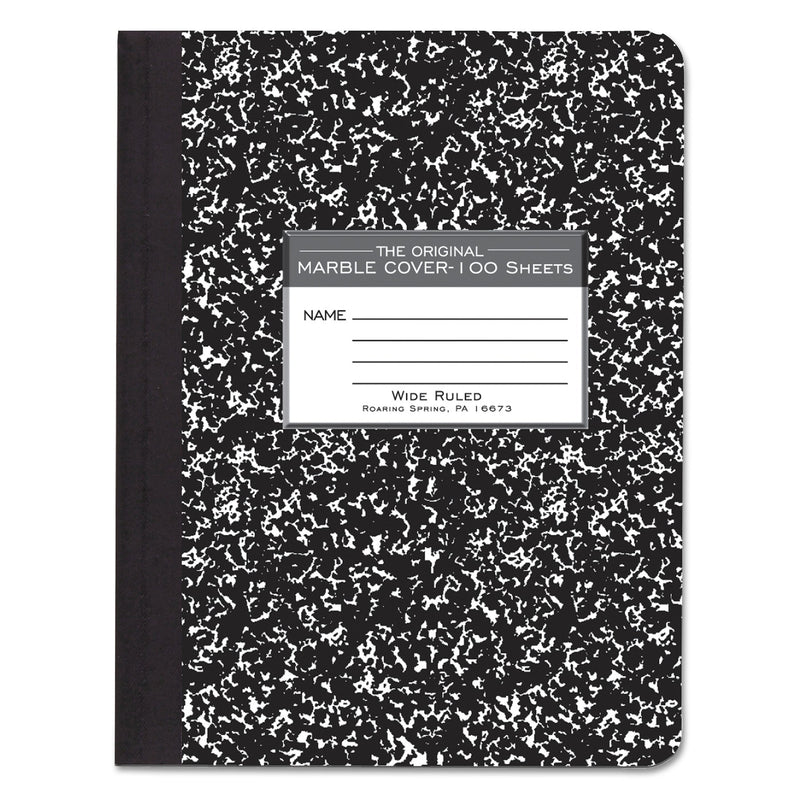 Roaring Spring Marble Cover Composition Book, Wide/Legal Rule, Black Marble Cover, 9.75 x 7.5, 100 Sheets