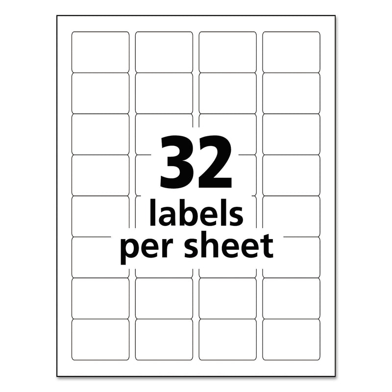 Avery Durable Permanent ID Labels with TrueBlock Technology, Laser Printers, 1.25 x 1.75, White, 32/Sheet, 50 Sheets/Pack