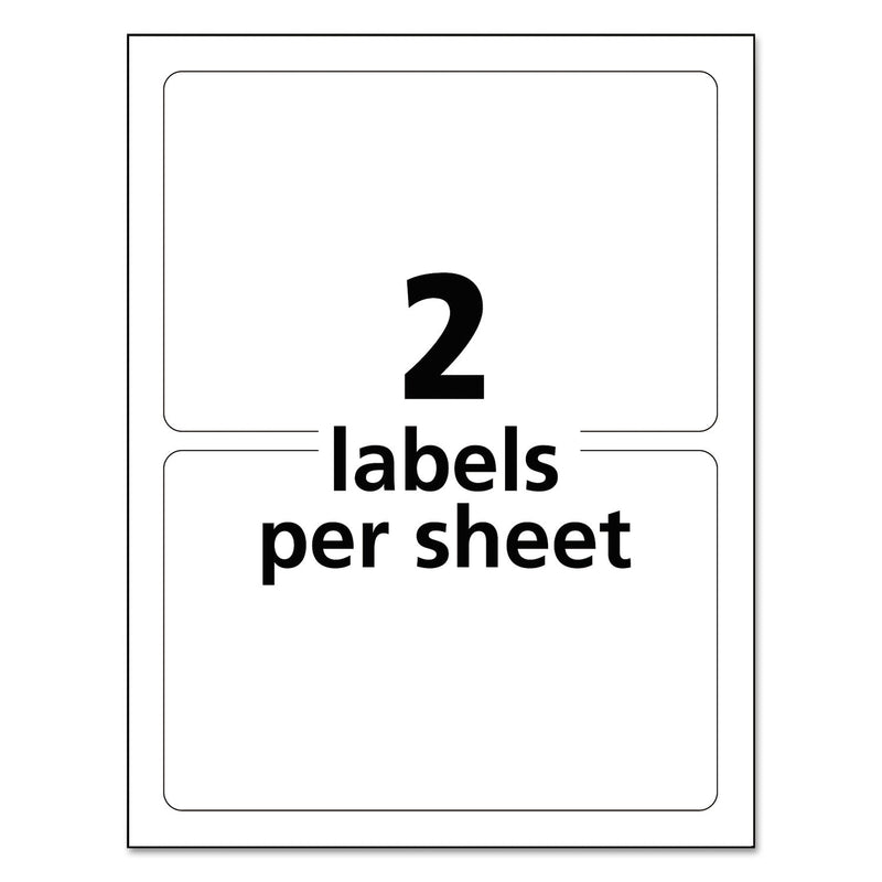 Avery Durable Permanent ID Labels with TrueBlock Technology, Laser Printers, 5 x 8.13, White, 2/Sheet, 50 Sheets/Pack