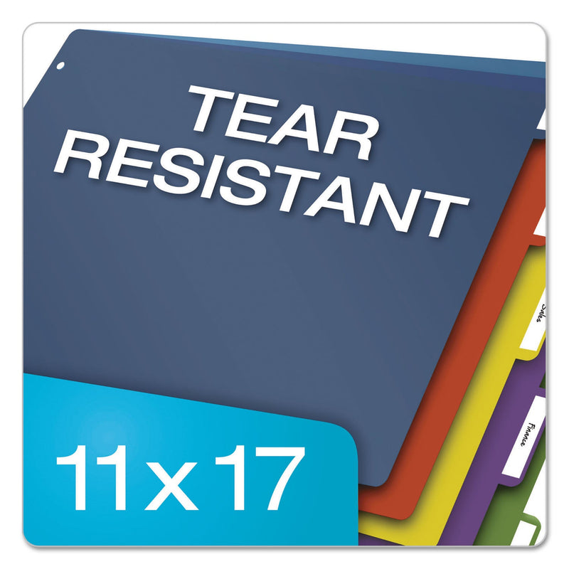 Cardinal Tabloid-Size Poly Index Divider, 5-Tab, 11 x 17, Assorted, 1 Set