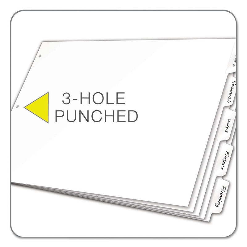 Cardinal Write 'n Erase Tabloid Index Dividers, 5-Tab, 11 x 17, White, 1 Set
