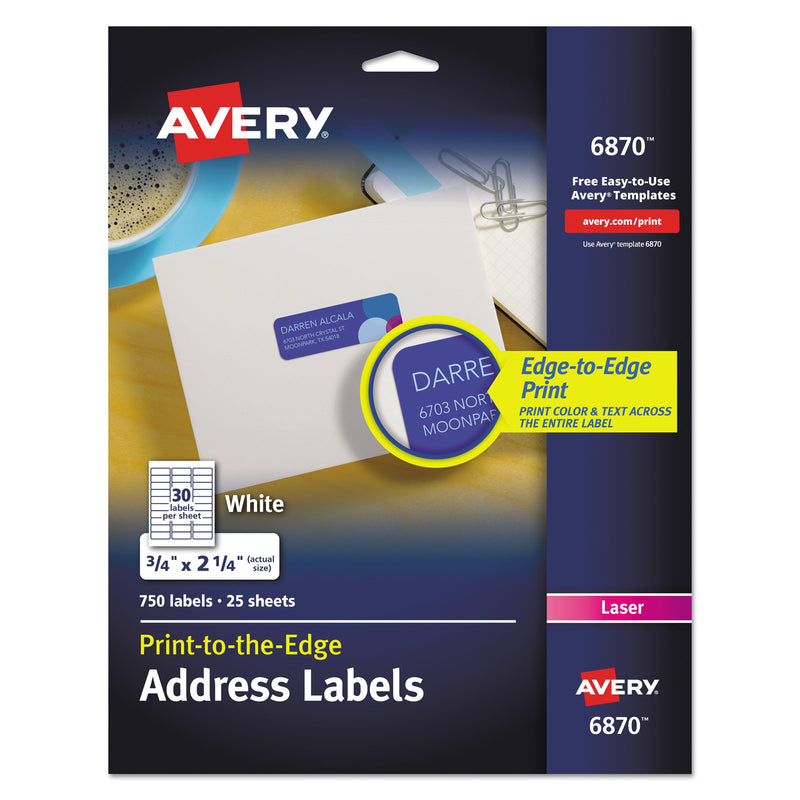 Avery Vibrant Laser Color-Print Labels w/ Sure Feed, 0.75 x 2.25, White, 750/PK
