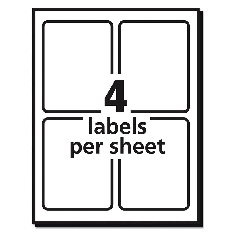 Avery Vibrant Laser Color-Print Labels w/ Sure Feed, 3.75 x 4.75, White, 100/PK