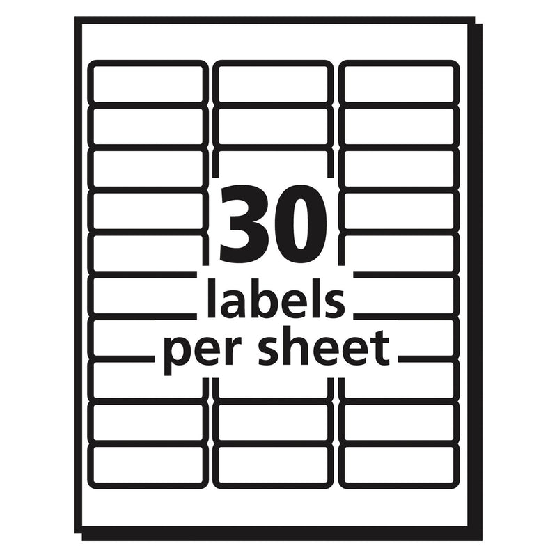 Avery Vibrant Inkjet Color-Print Labels w/ Sure Feed, 1 x 2.63, Matte White, 600/PK