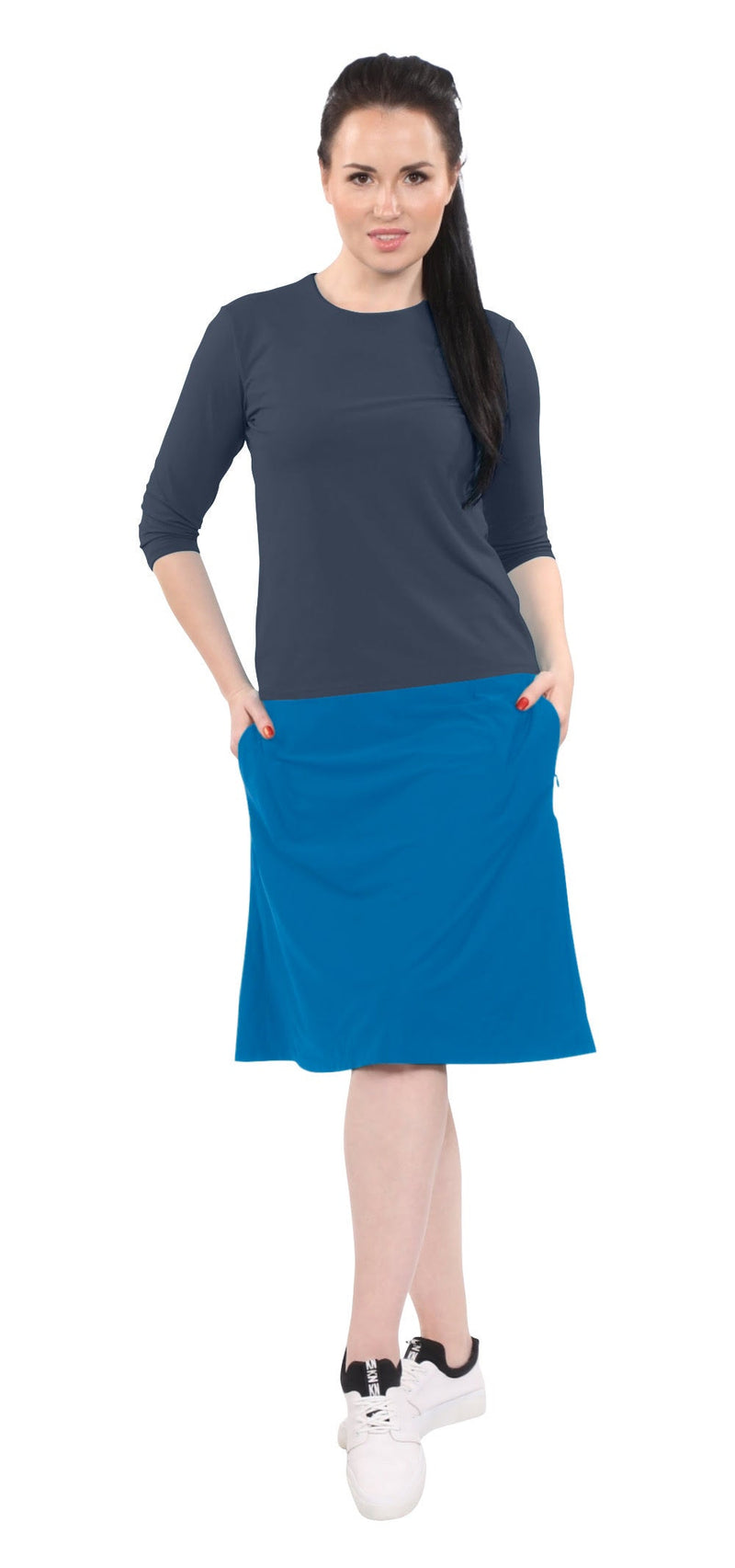 Modest A-Line Athletic Skort with Knee-Length Shorts - Swim & Sport Ready