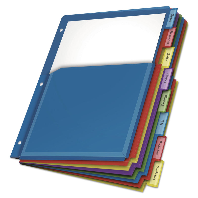 Cardinal Expanding Pocket Index Dividers, 8-Tab, 11 x 8.5, Assorted, 1 Set