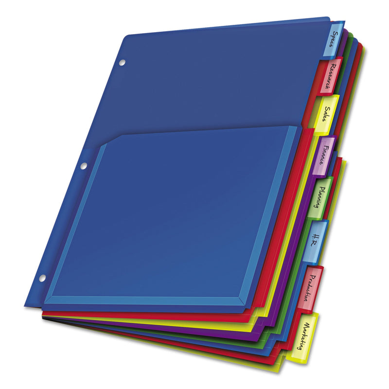 Cardinal Expanding Pocket Index Dividers, 8-Tab, 11 x 8.5, Assorted, 1 Set
