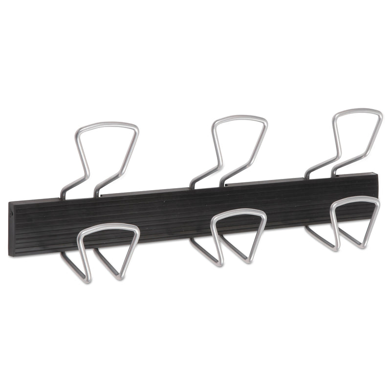 Alba Wall-Mount Coat Hooks, Metal, Silver, 22 lb, 18.11" x 2.95" x 6.45"