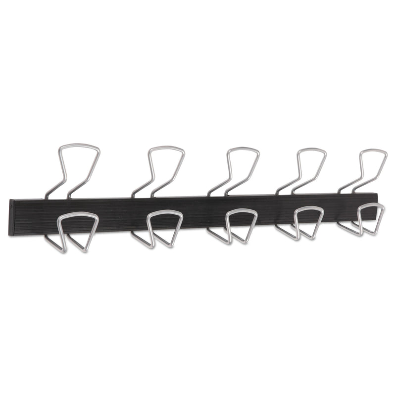 Alba Wall-Mount Coat Hooks, Metal, Silver, 22 lb, 29.92" x 2.95" x 6.45"