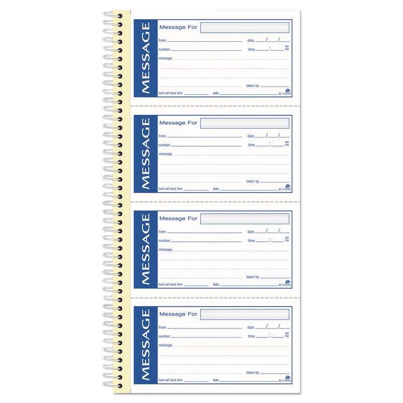 Adams Write 'n Stick Phone Message Pad, Two-Part Carbonless, 2.75 x 4.75, 4/Page, 200 Forms