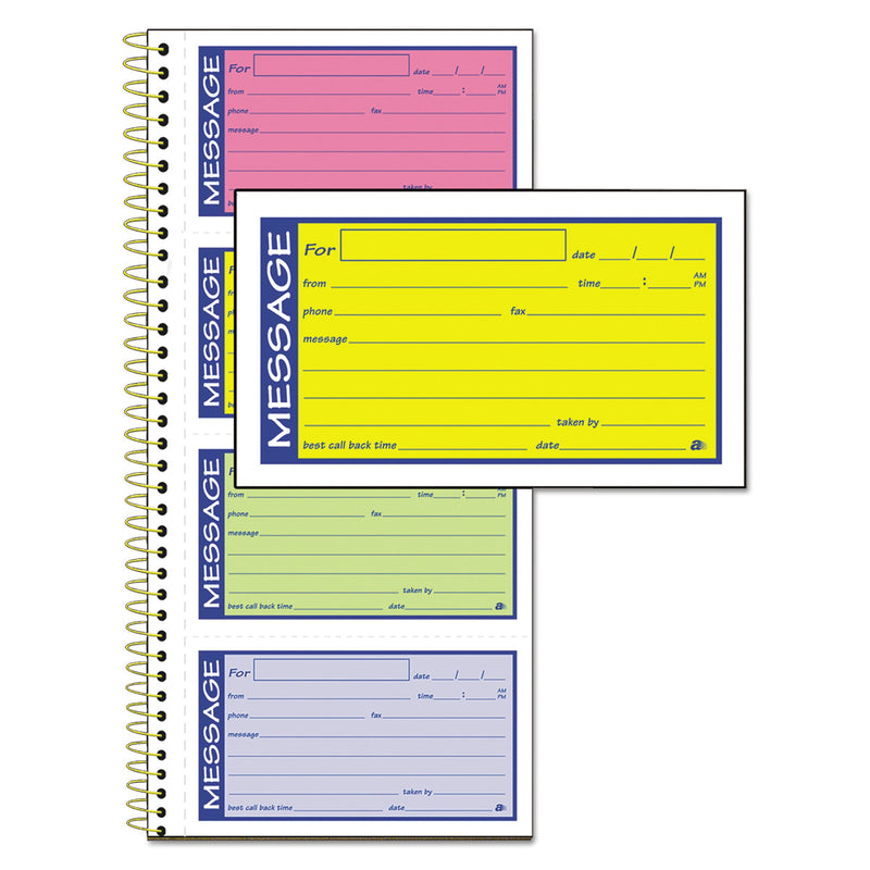 Adams Wirebound Telephone Message Book, Two-Part Carbonless, 2.75 x 4.75, 4/Page, 200 Forms