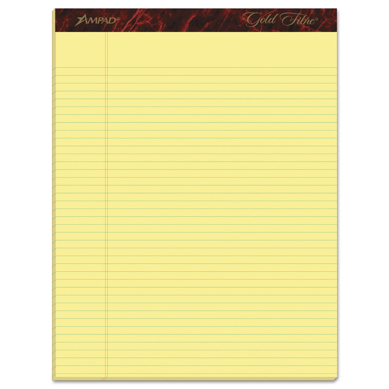 Ampad Gold Fibre Quality Writing Pads, Narrow Rule, 50 Canary-Yellow 8.5 x 11.75 Sheets, Dozen