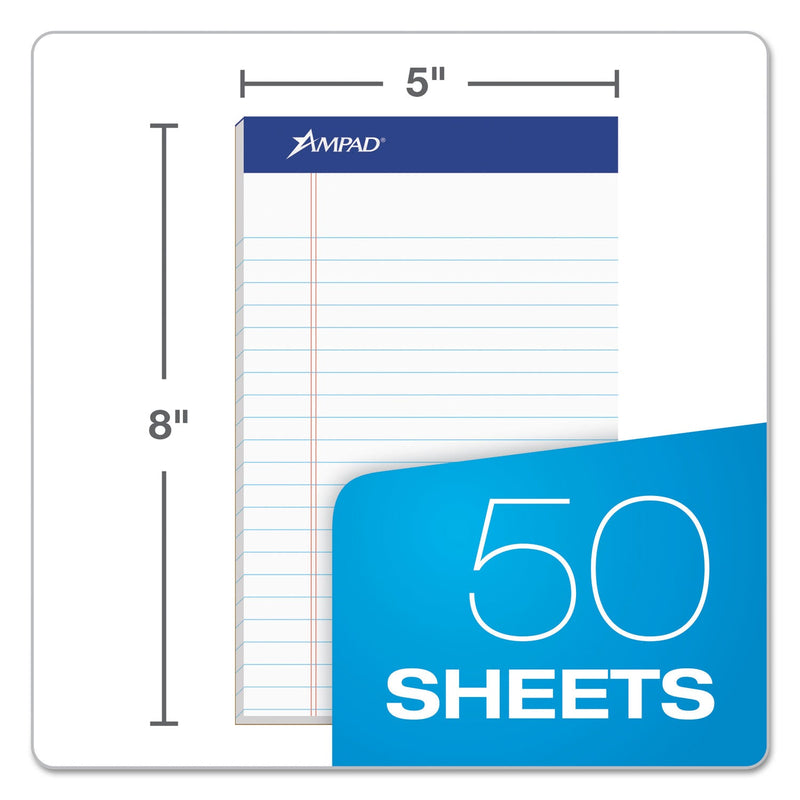 Ampad Recycled Writing Pads, Narrow Rule, Politex Green Kelsu Headband, 50 White 5 x 8 Sheets, Dozen