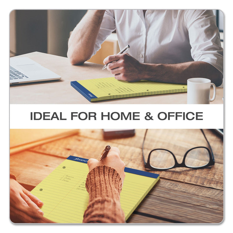 Ampad Double Sheet Pads, Narrow Rule, 100 Canary-Yellow 8.5 x 11.75 Sheets