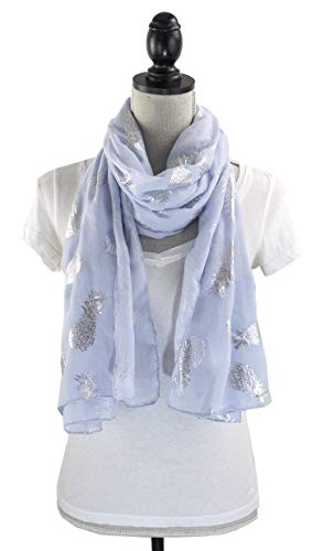 stylesilove Women Spring Summer Metallic Foil Print Lightweight Cotton Scarf Wrap Beach Shawl