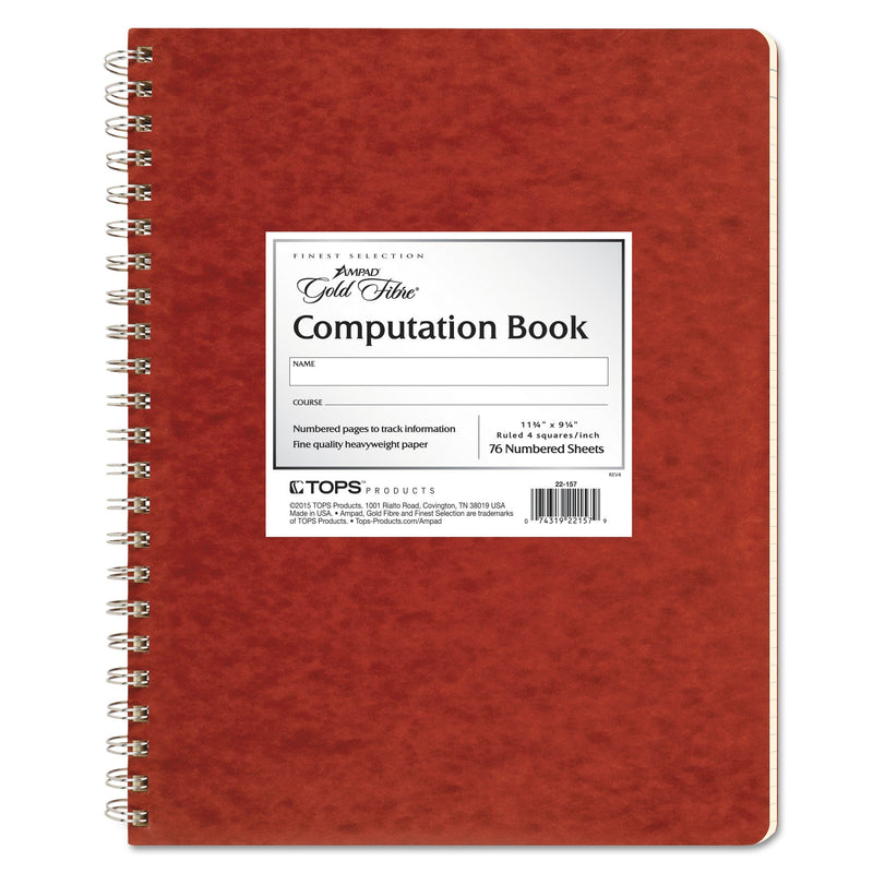 Ampad Computation Book, Quadrille Rule, Brown Cover, 11.75 x 9.25, 76 Sheets