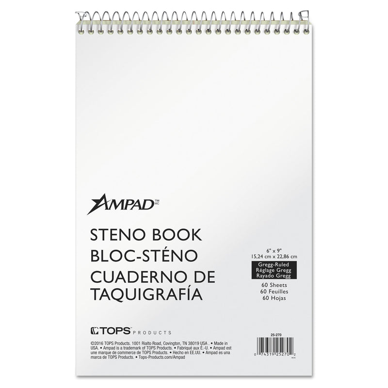 Ampad Steno Pads, Gregg Rule, Tan Cover, 60 Green-Tint 6 x 9 Sheets
