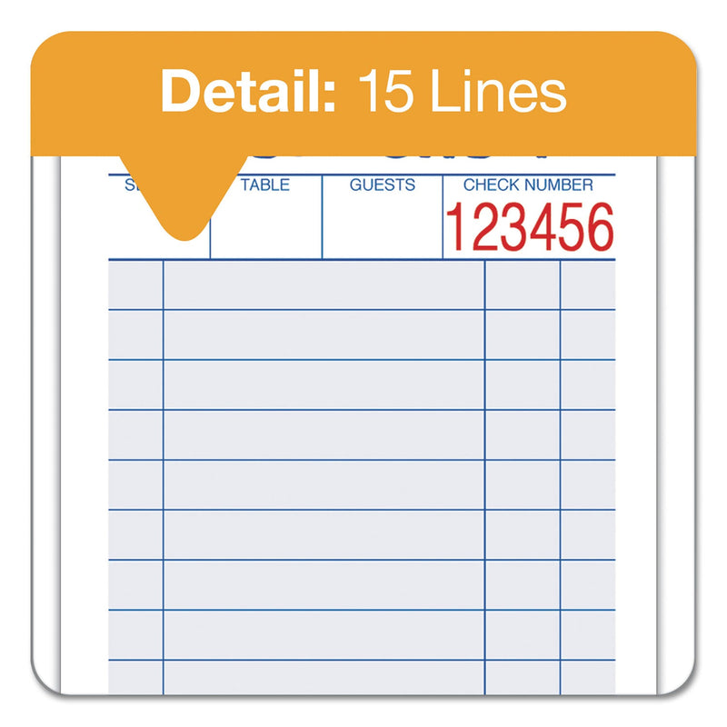 Adams Guest Check Unit Set, Two-Part Carbonless, 6.38 x 3.38, 1/Page, 50 Forms/Pad, 10 Pads/Pack