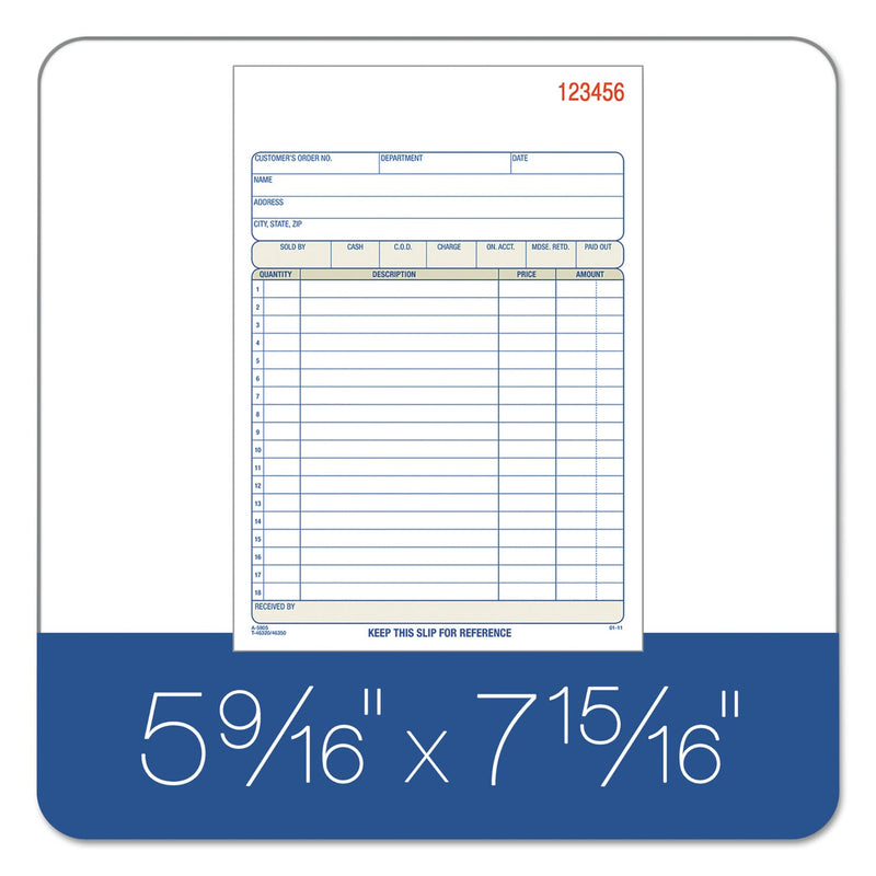 Adams Two-Part Sales Book, Two-Part Carbon, 7.94 x 5.56, 1/Page, 50 Forms