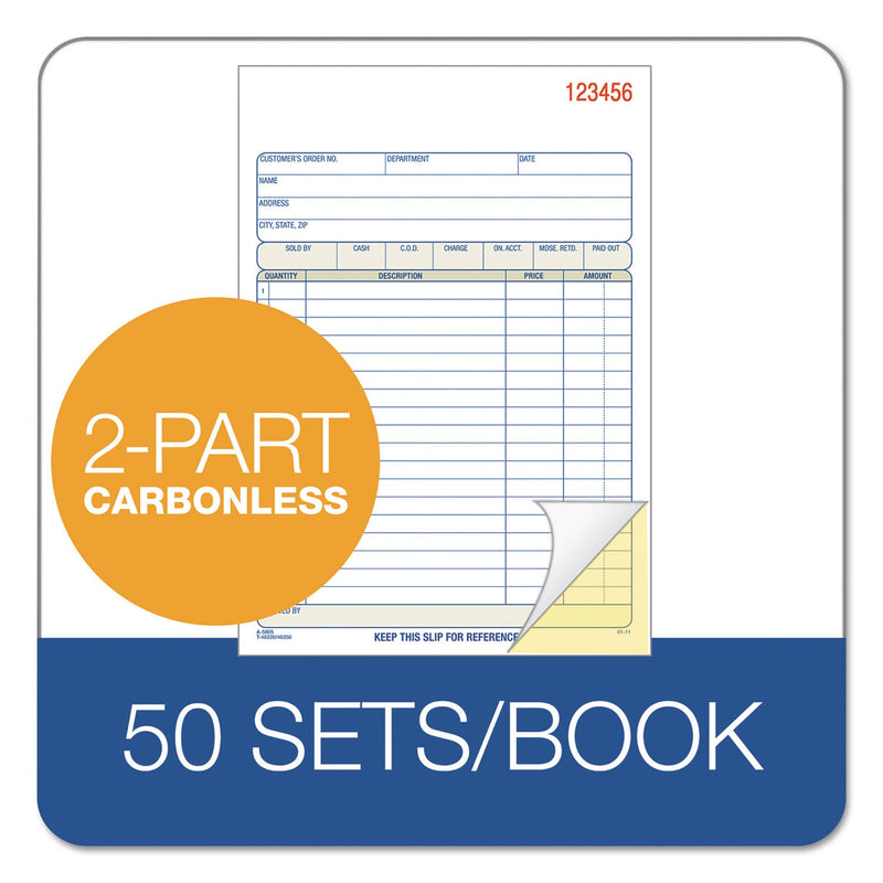 Adams Two-Part Sales Book, Two-Part Carbon, 7.94 x 5.56, 1/Page, 50 Forms