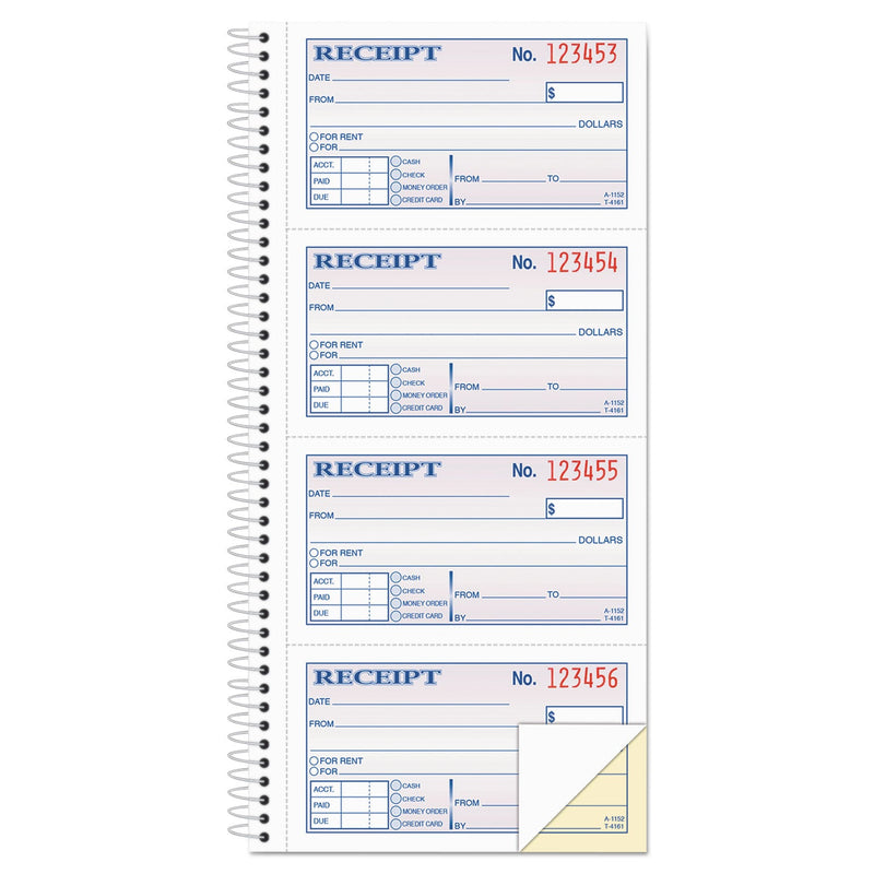 Adams Two-Part Rent Receipt Book, Two-Part Carbonless, 2.75 x 4.75, 4/Page, 200 Forms