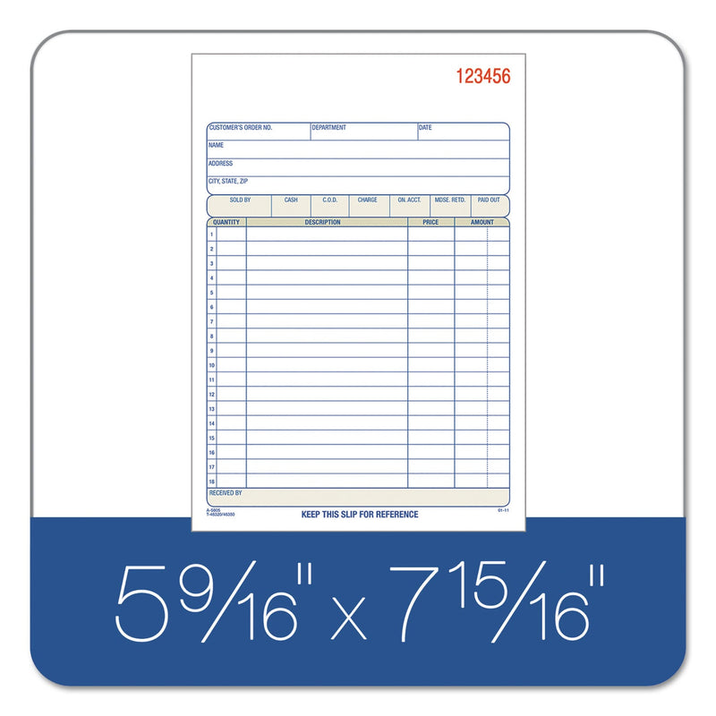 Adams TOPS Sales/Order Book, Three-Part Carbonless, 7.95 x 5.56, 1/Page, 50 Forms