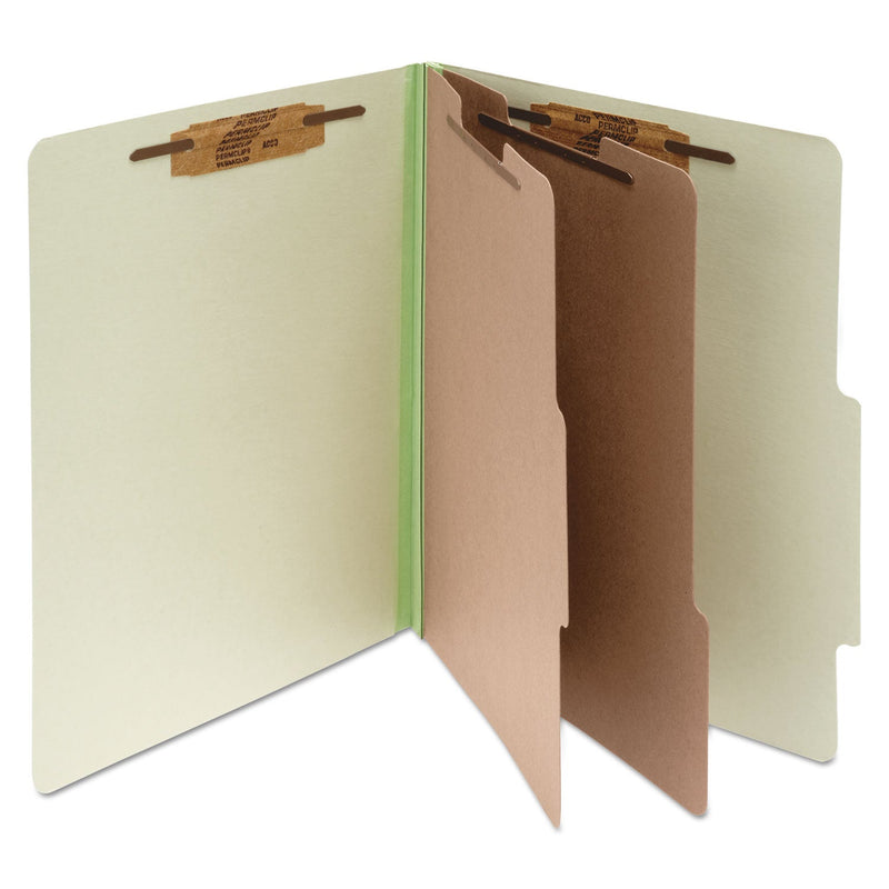 ACCO Pressboard Classification Folders, 2 Dividers, Legal Size, Leaf Green, 10/Box