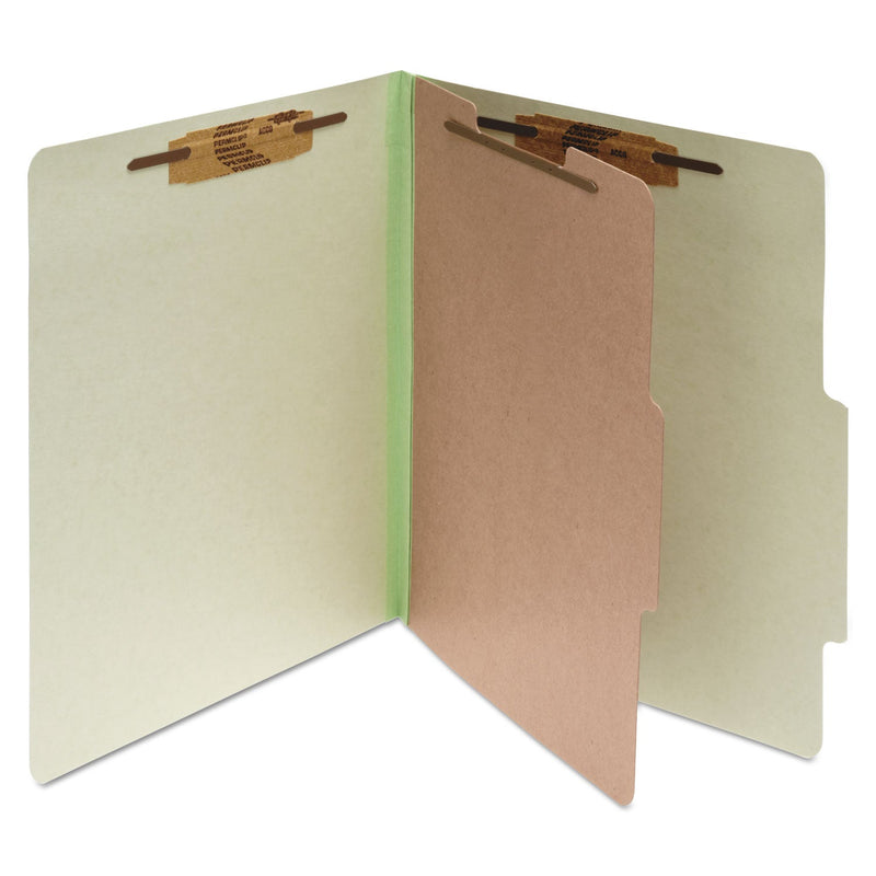 ACCO Pressboard Classification Folders, 1 Divider, Legal Size, Leaf Green, 10/Box