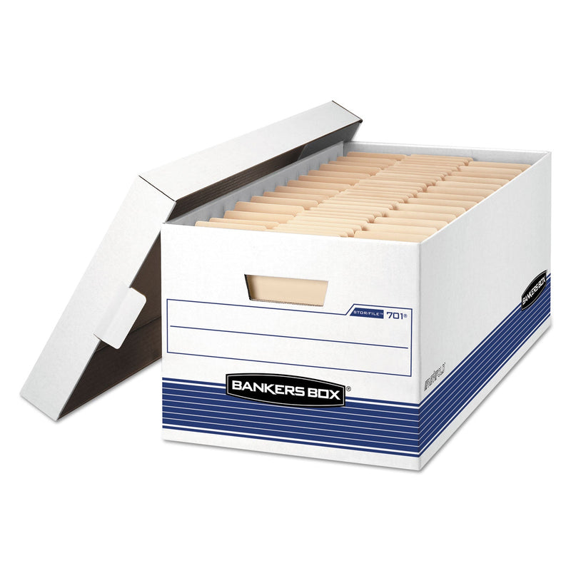 Bankers Box STOR/FILE Medium-Duty Storage Boxes, Letter Files, 12" x 25.38" x 10.25", White, 20/Carton
