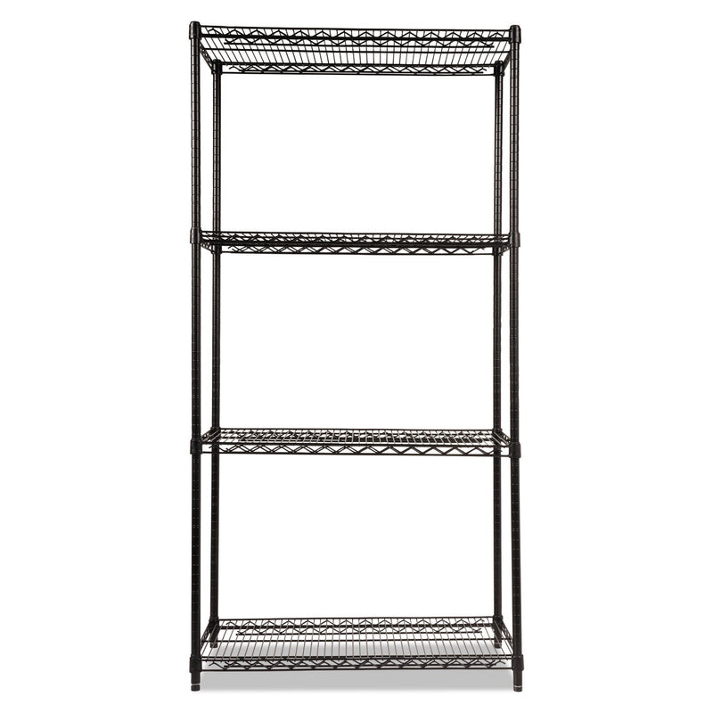 Alera NSF Certified Industrial Four-Shelf Wire Shelving Kit, 36w x 18d x 72h, Black