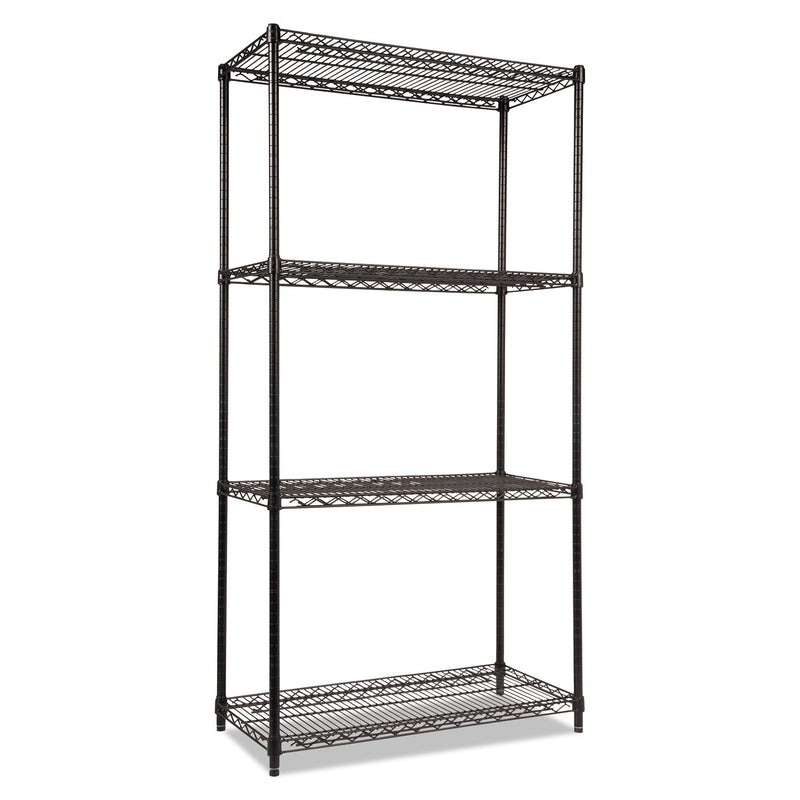 Alera NSF Certified Industrial Four-Shelf Wire Shelving Kit, 36w x 18d x 72h, Black
