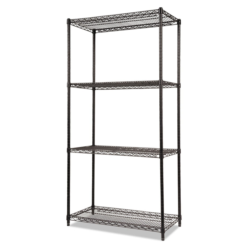Alera NSF Certified Industrial Four-Shelf Wire Shelving Kit, 36w x 18d x 72h, Black